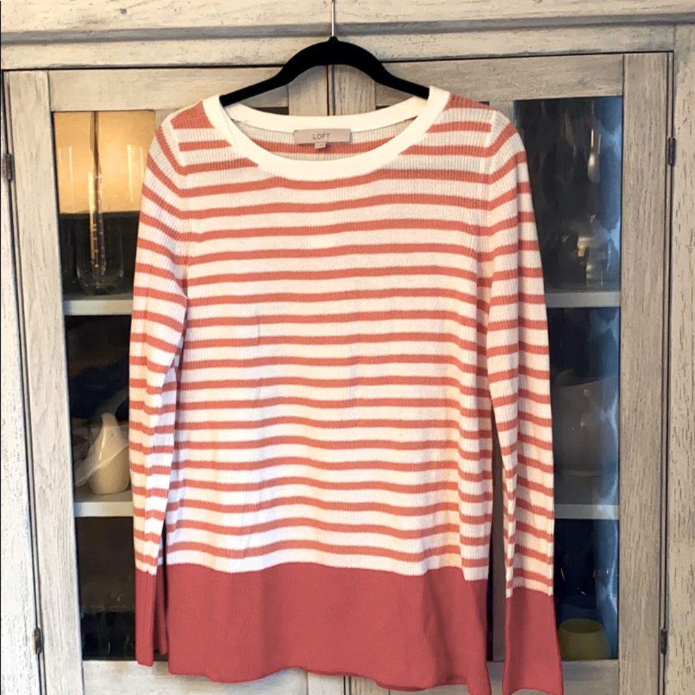 NWT - LOFT - Stripe Banded Sweater (L)